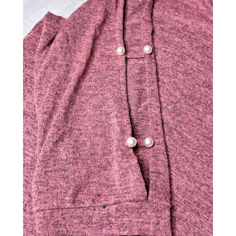 Louise Paris Shirt Sweater Pink Split Sleeve Pearl Accents Womens XL Chic Top - Picture 6 of 12